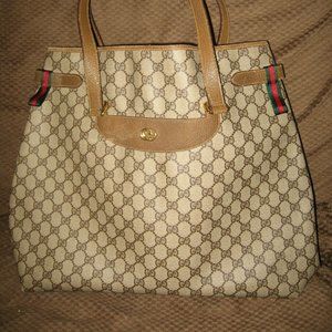 ❤️Vintage GUCCI XL SHOPPER BAG TOTE PURSE Laptop Carry-On 18x15